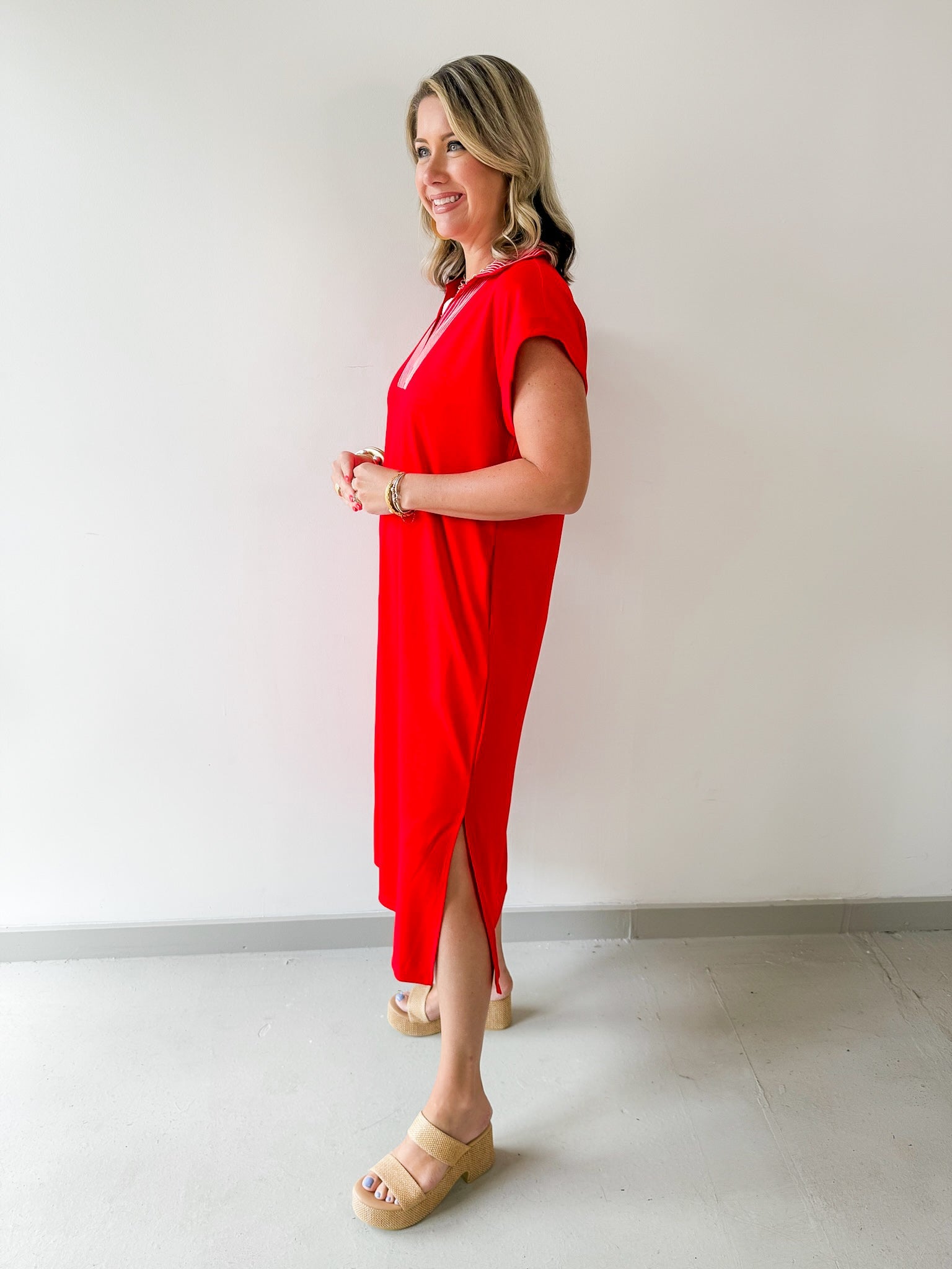 Stitch Detailed Midi Dress