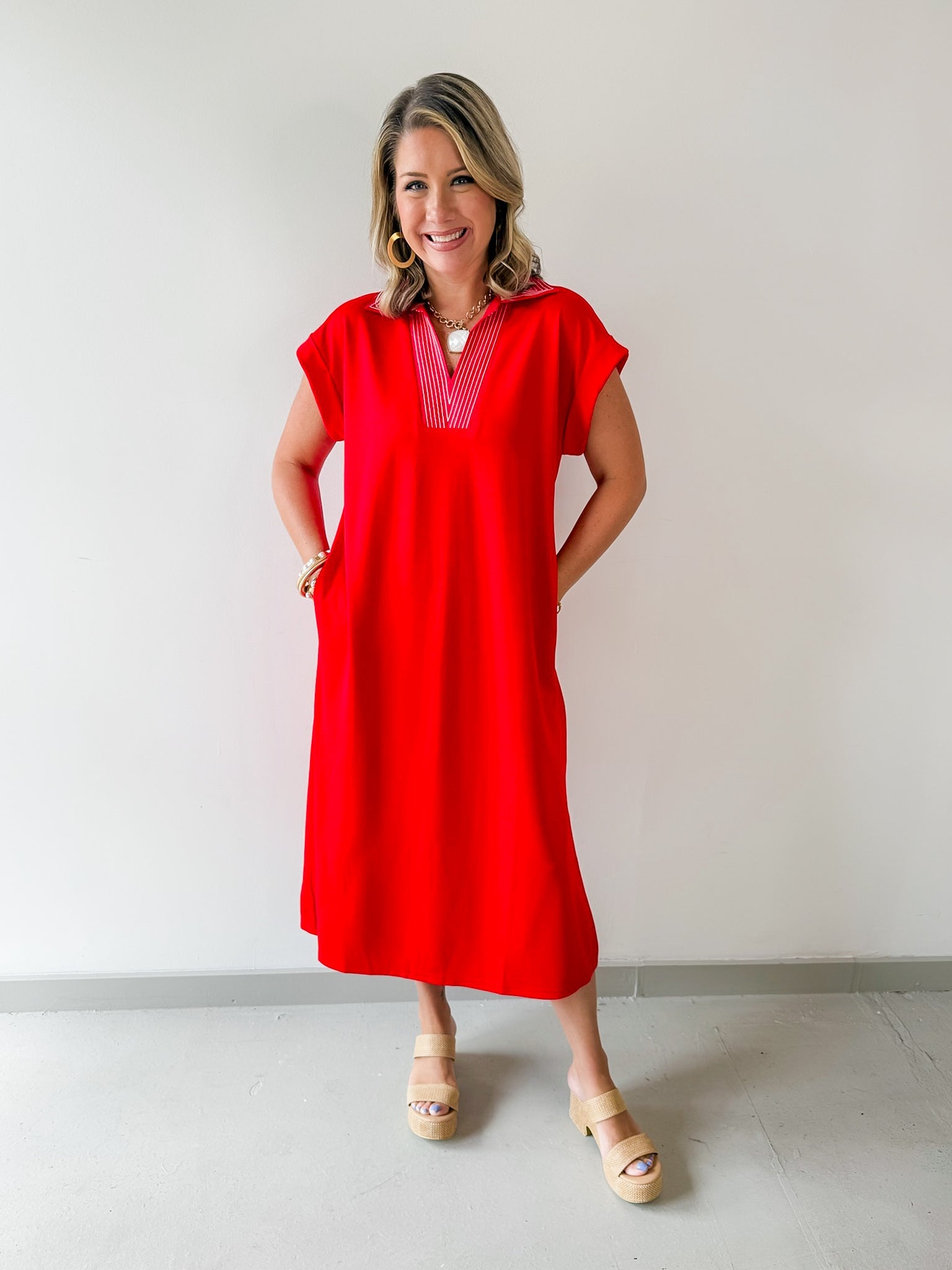 Stitch Detailed Midi Dress