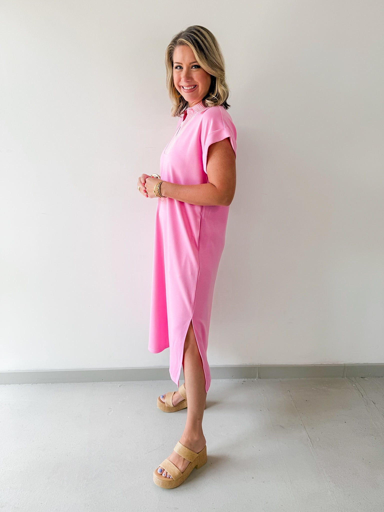 Stitch Detailed Midi Dress