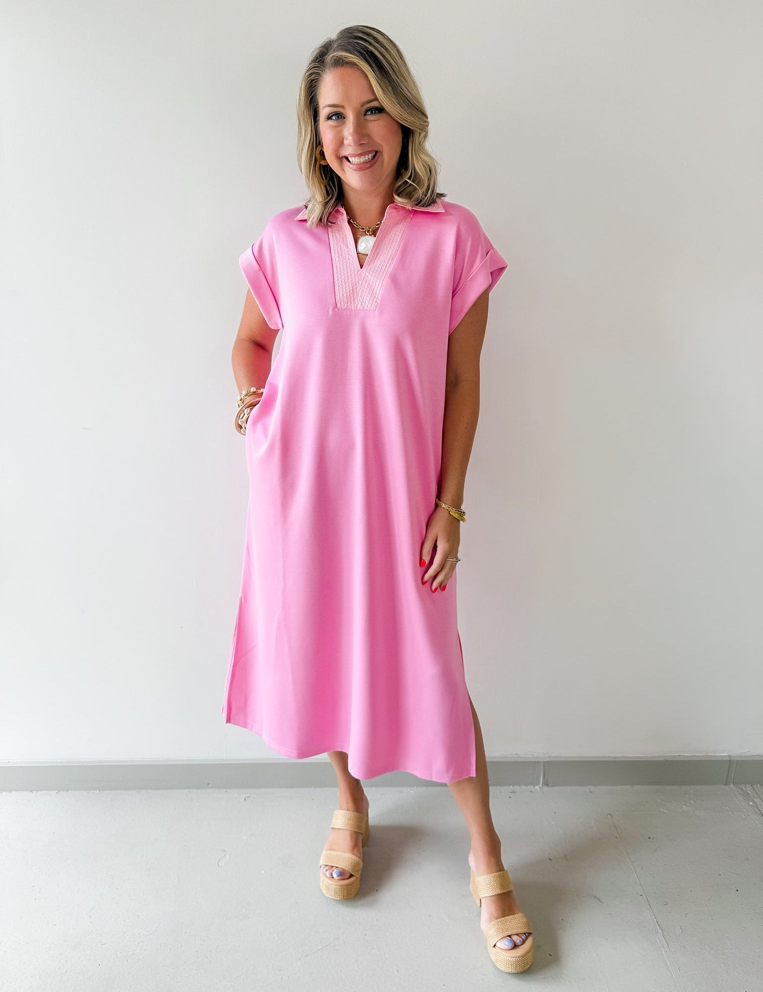Stitch Detailed Midi Dress