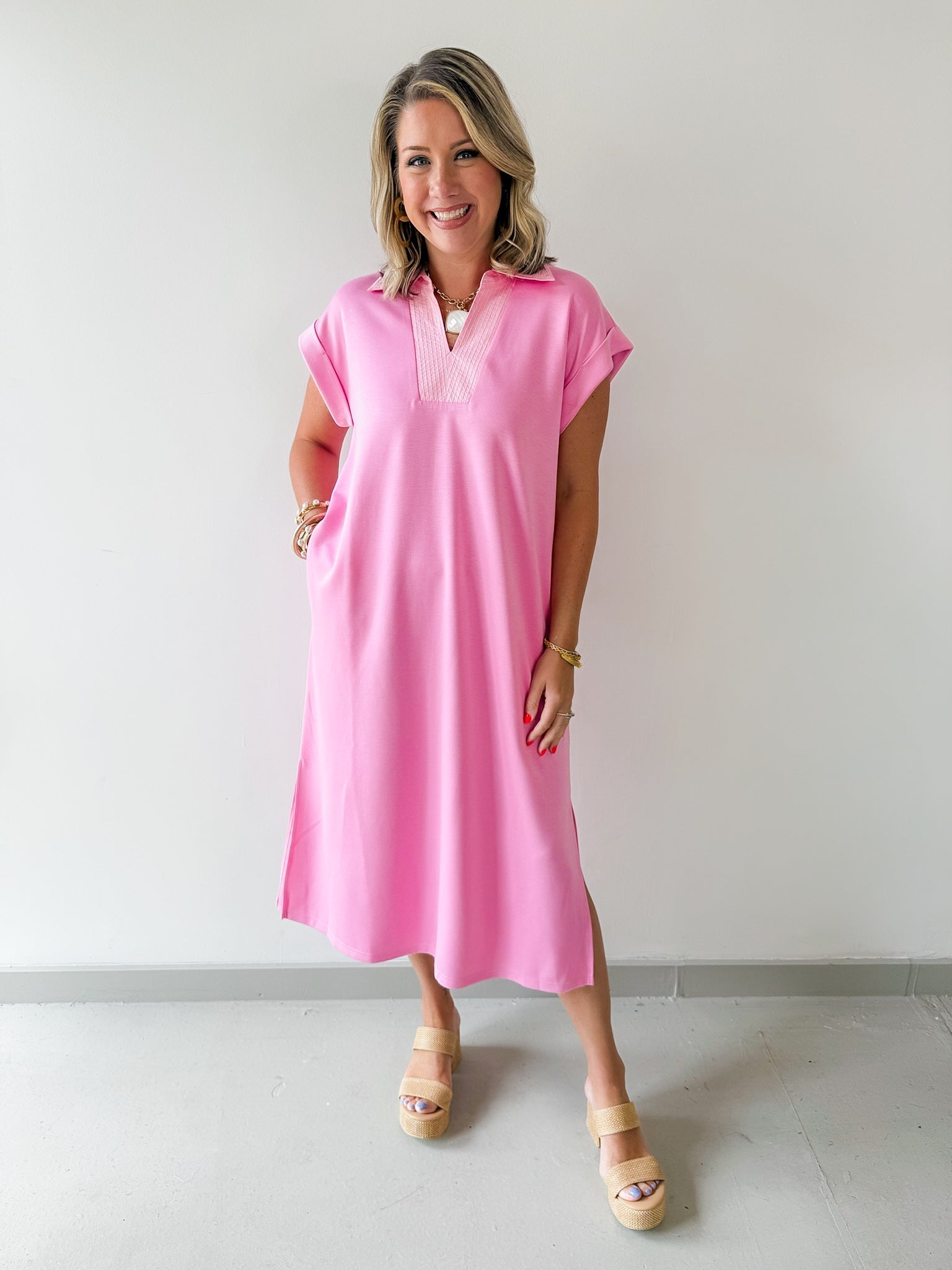 Stitch Detailed Midi Dress