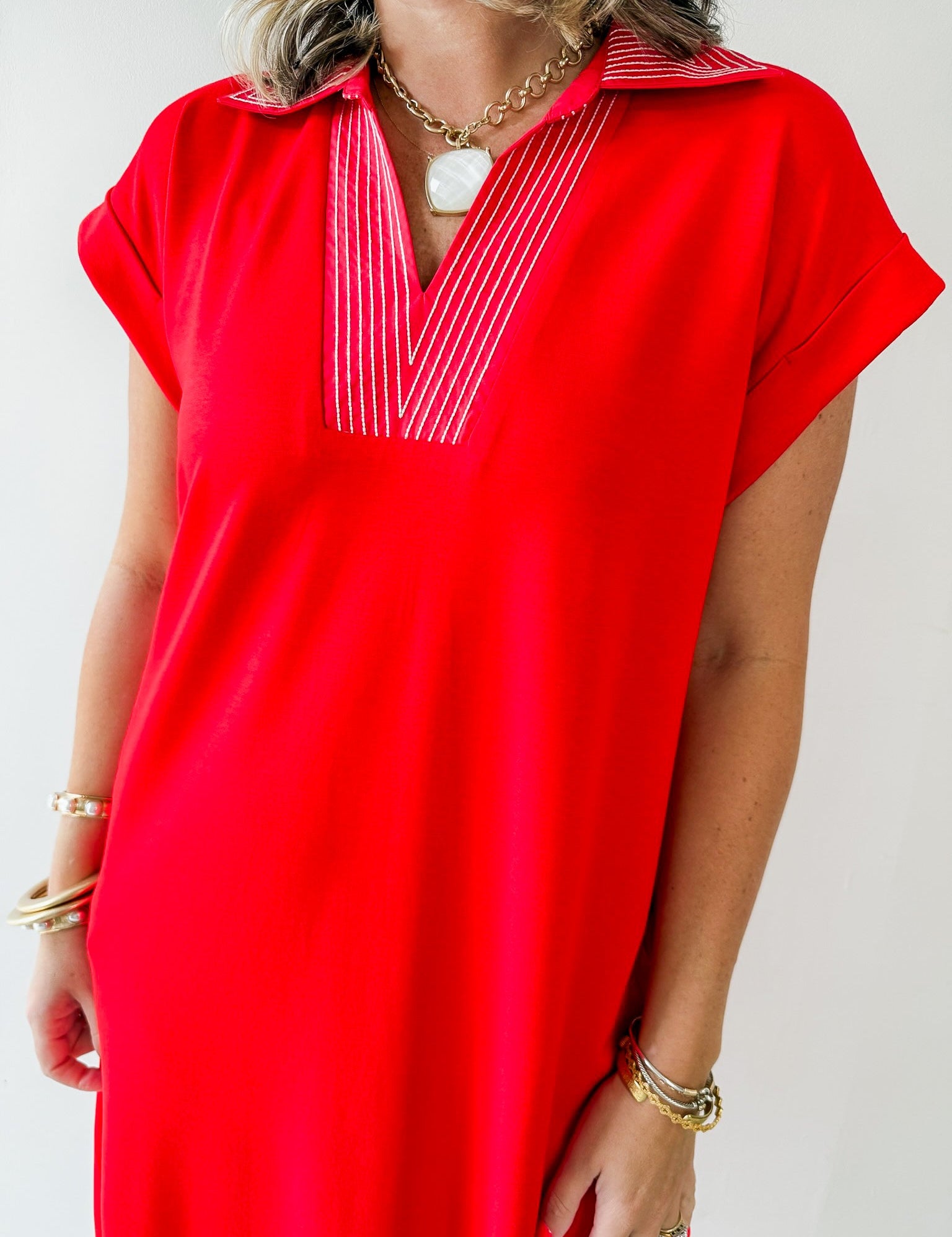 Stitch Detailed Midi Dress