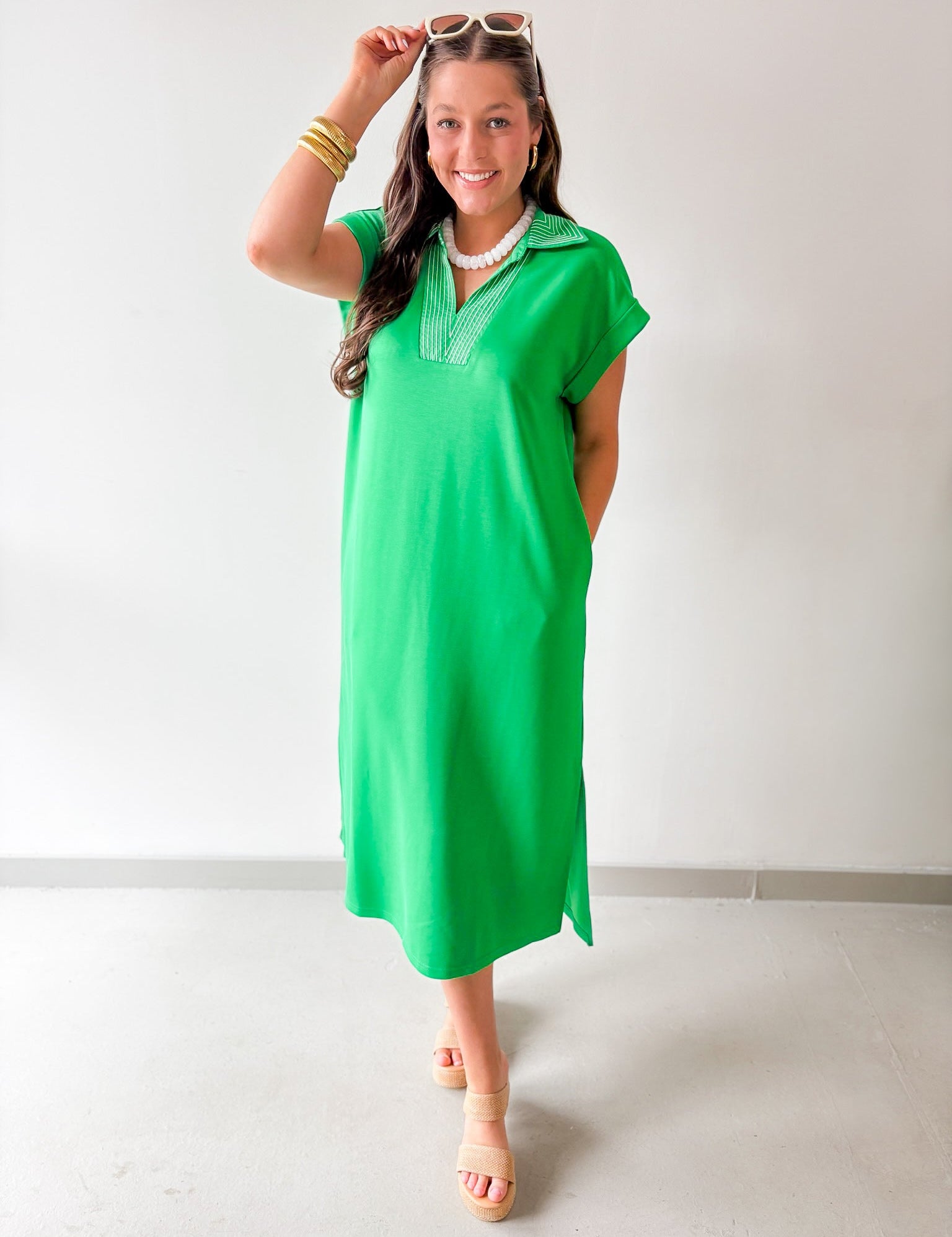 Stitch Detailed Midi Dress