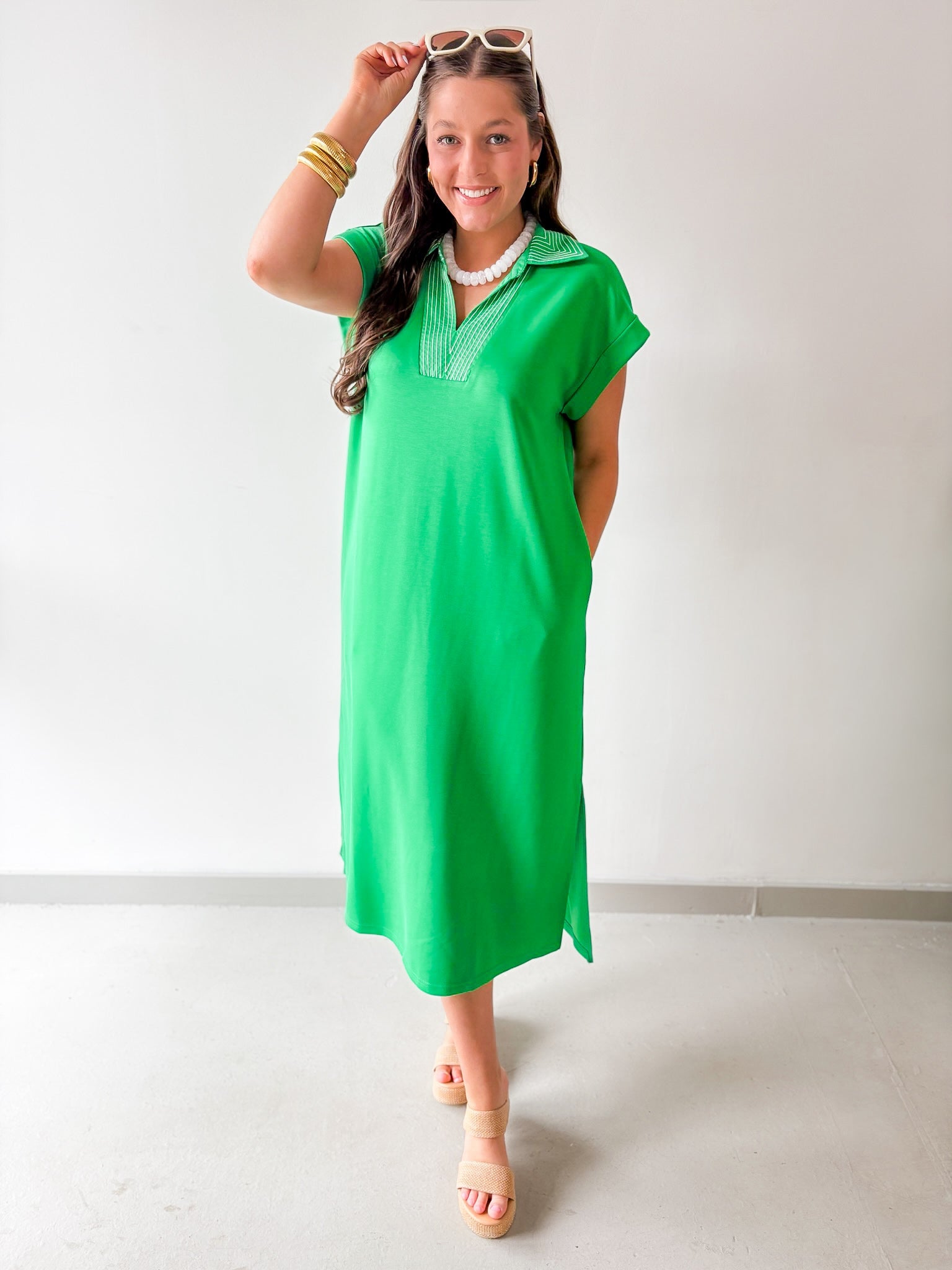 Stitch Detailed Midi Dress