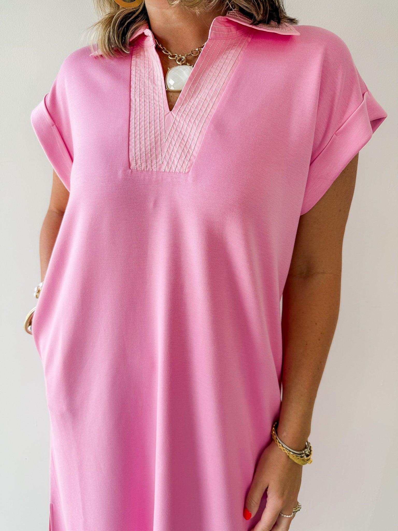 Stitch Detailed Midi Dress