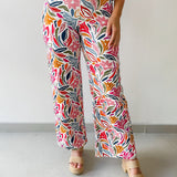 Stretch Floral Print Straight Leg Jeans