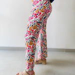 Stretch Floral Print Straight Leg Jeans