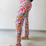 Stretch Floral Print Straight Leg Jeans