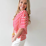 Stripe Color - block Knit Tee
