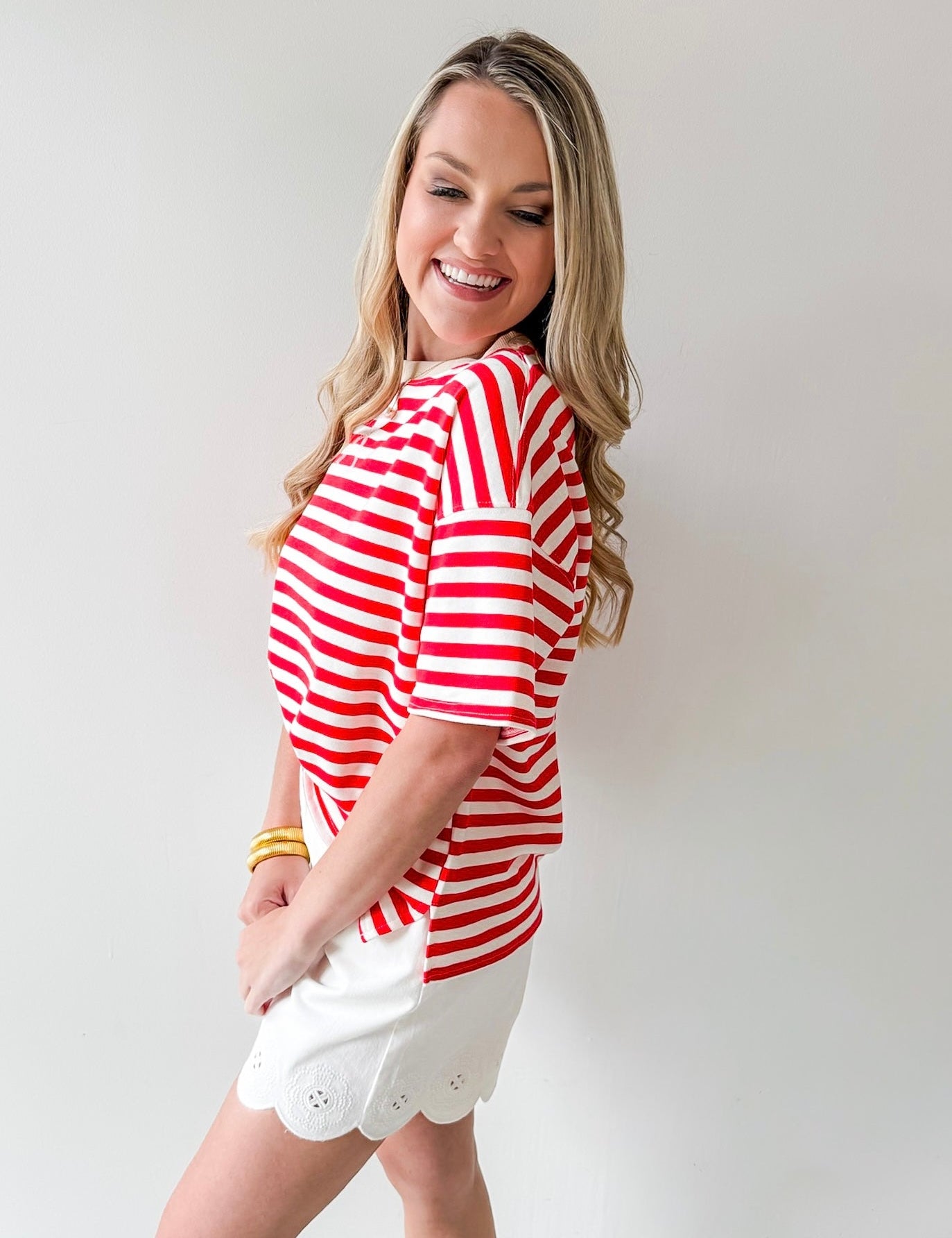 Stripe Color - block Knit Tee