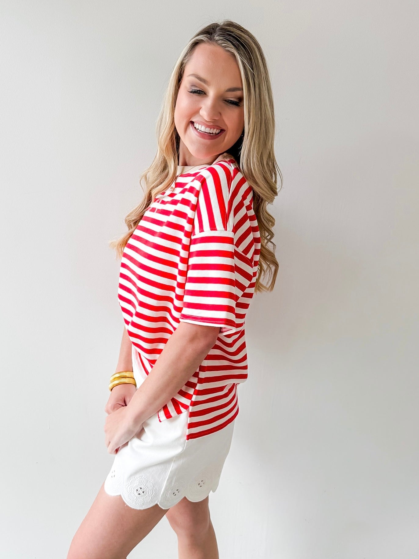 Stripe Color - block Knit Tee