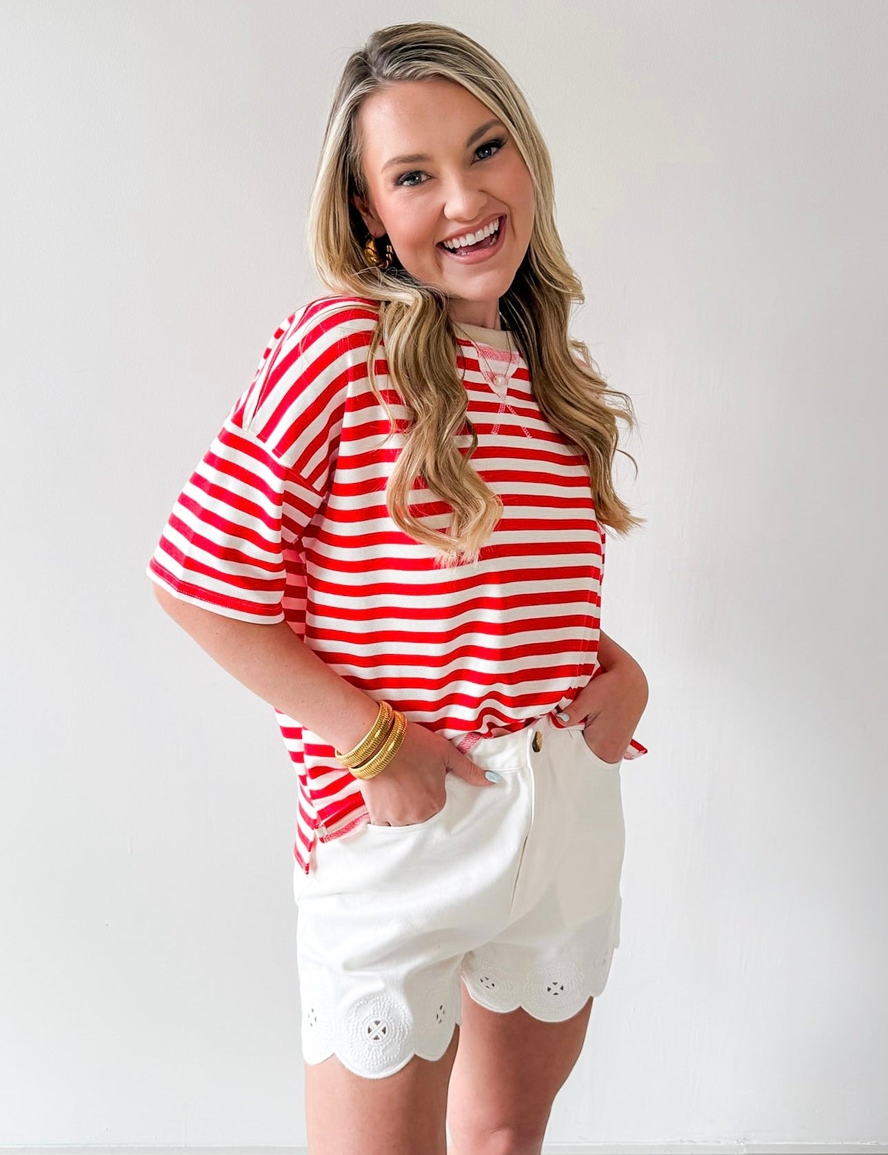 Stripe Color - block Knit Tee