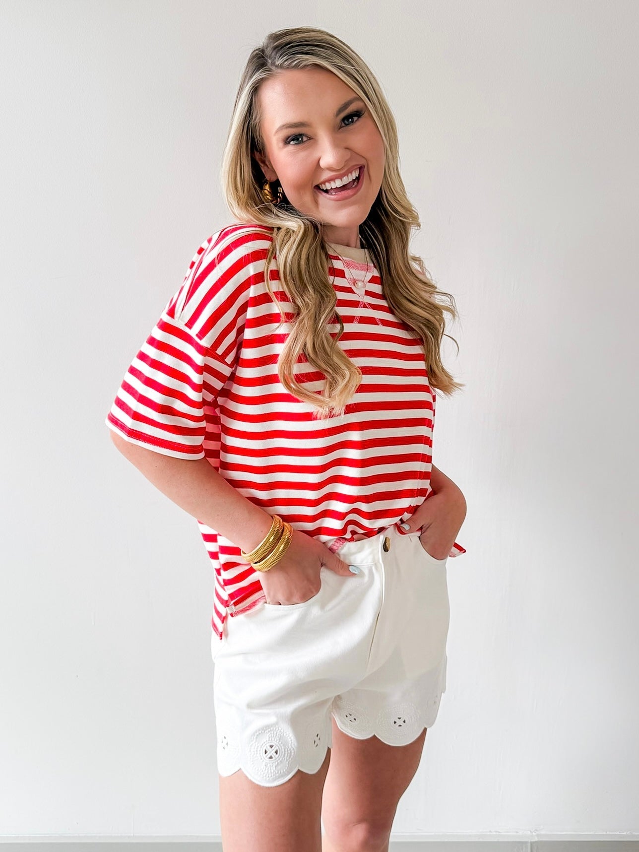 Stripe Color - block Knit Tee