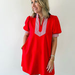 Stripe Contrast Accent Solid Dress