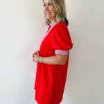 Stripe Contrast Accent Solid Dress
