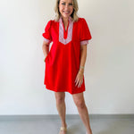 Stripe Contrast Accent Solid Dress