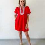 Stripe Contrast Accent Solid Dress