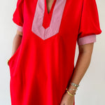 Stripe Contrast Accent Solid Dress