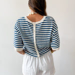 Stripe Contrast Knit Top - Blue