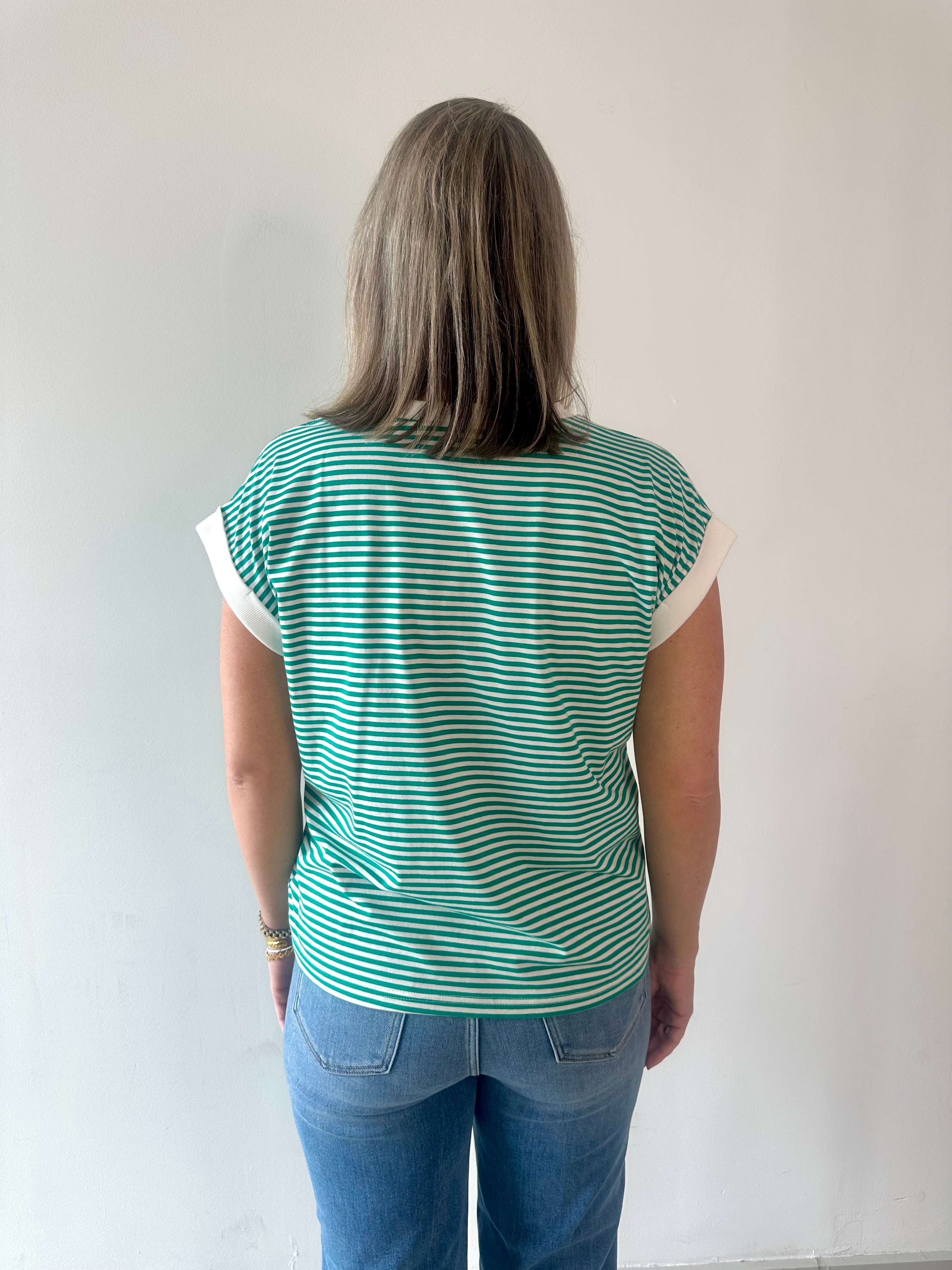 Stripe contrast trim top