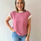 Stripe contrast trim top