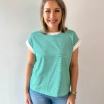 Stripe contrast trim top