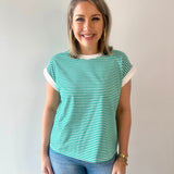 Stripe contrast trim top