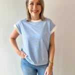 Stripe contrast trim top