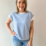 Stripe contrast trim top