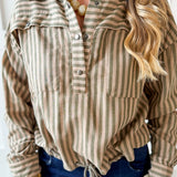 Stripe Drawstring Shirt - Olive