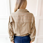 Stripe Drawstring Shirt - Olive