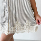 Stripe Dress with Lace Accent Detail Dress