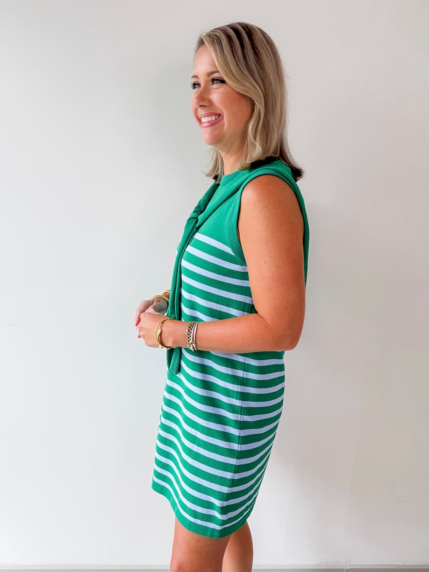 Stripe Dress with Scarf Tie
