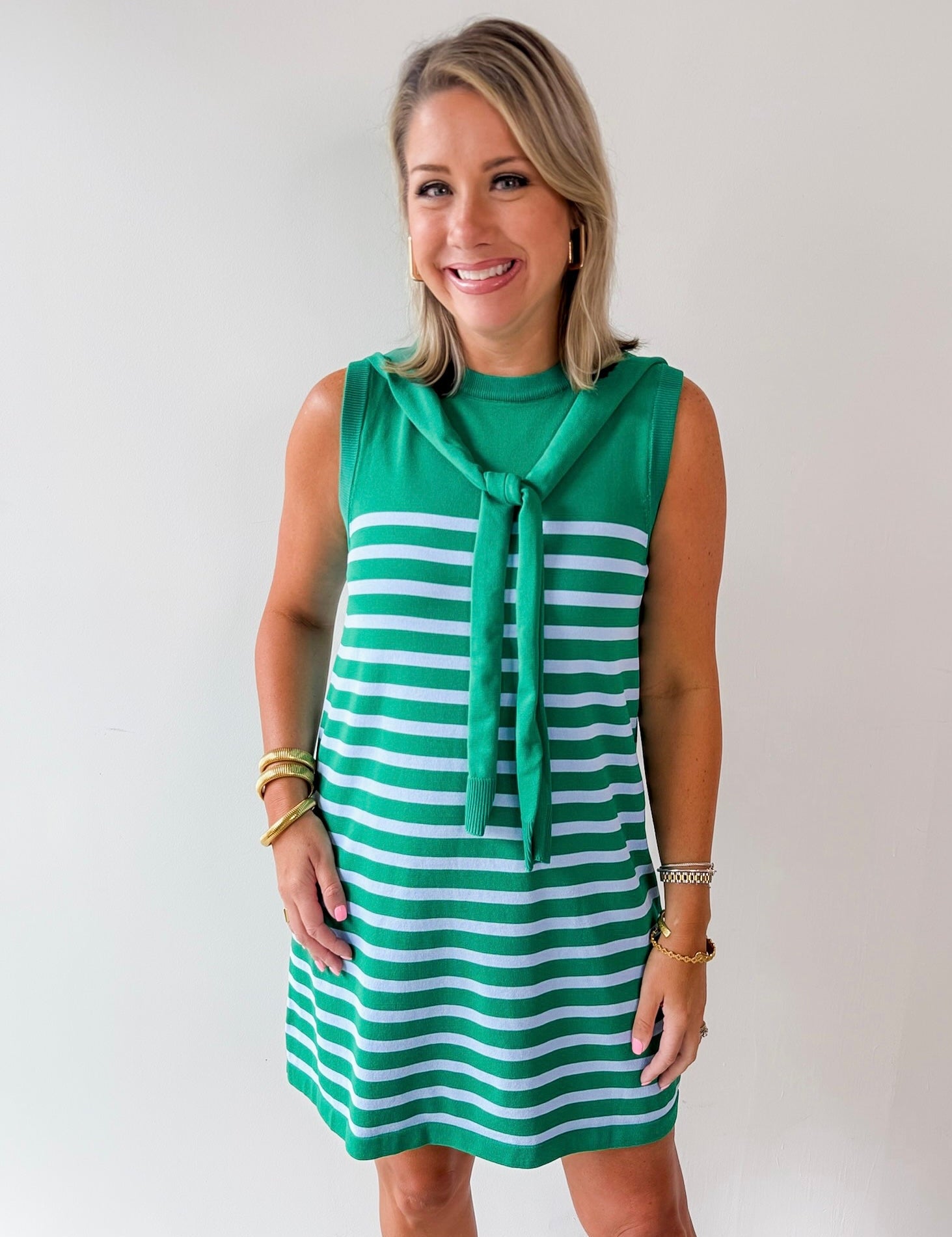 Stripe Dress with Scarf Tie