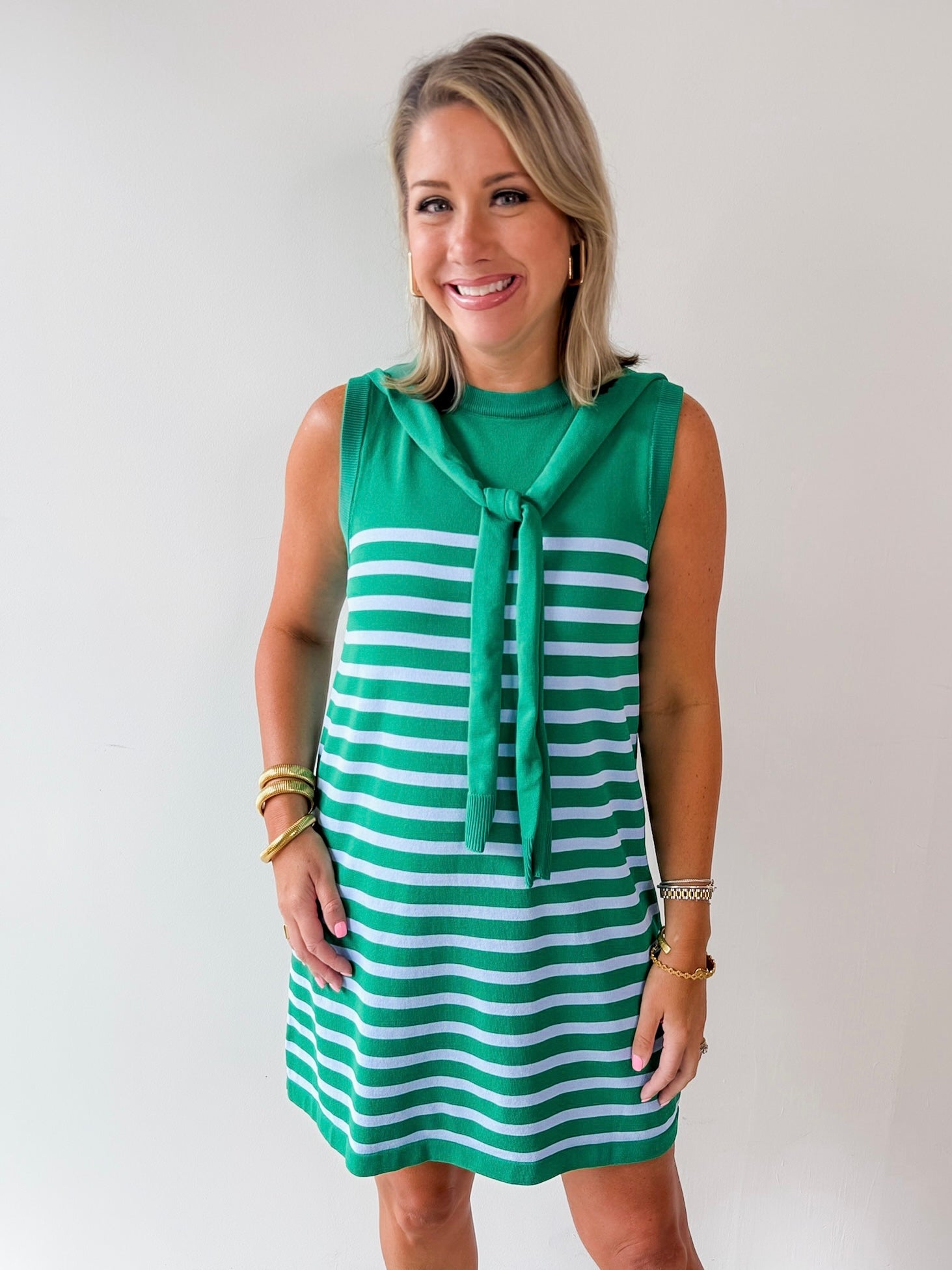 Stripe Dress with Scarf Tie