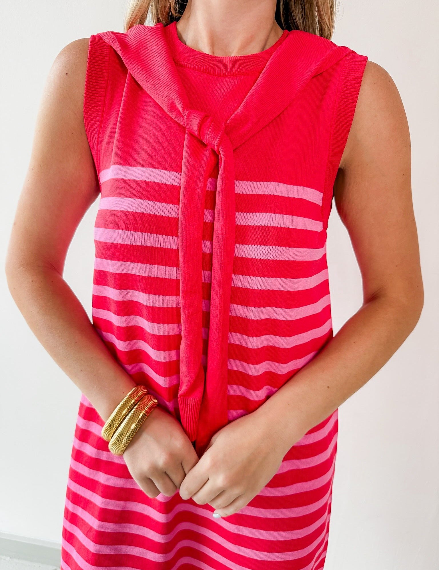 Stripe Dress with Scarf Tie