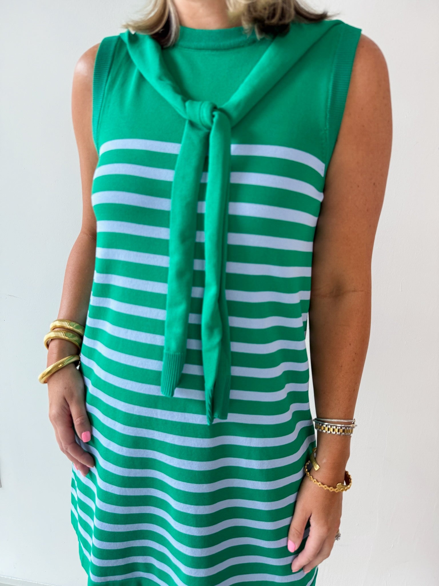Stripe Dress with Scarf Tie