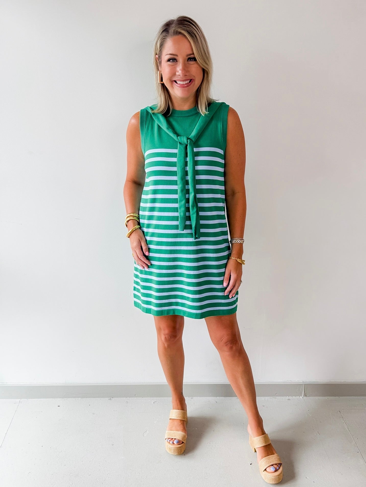Stripe Dress with Scarf Tie