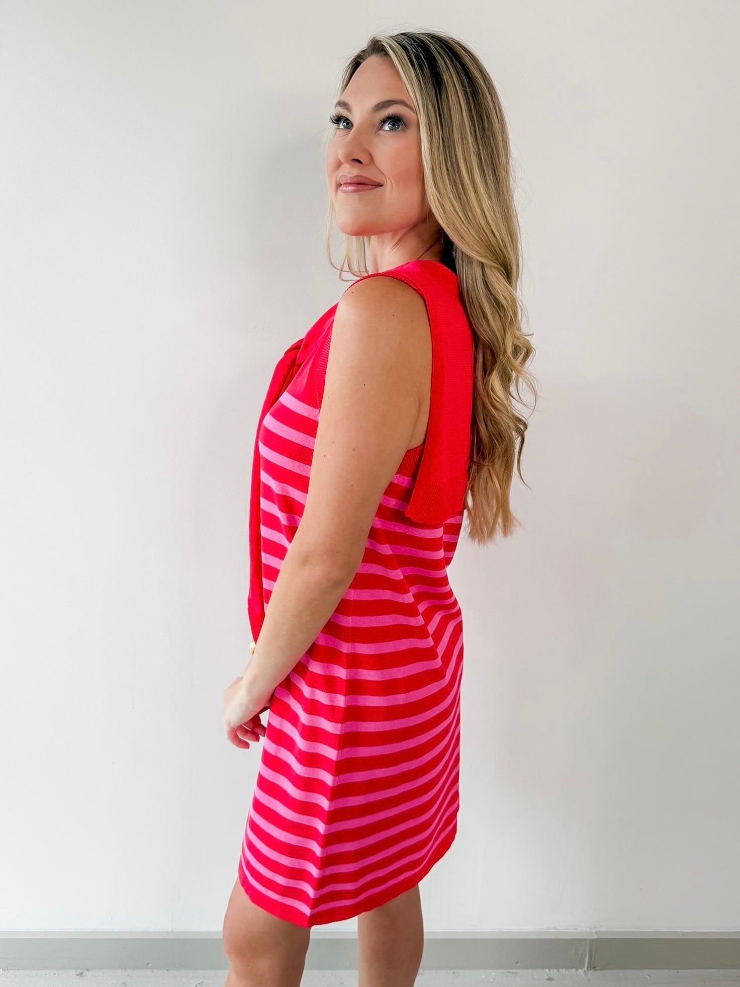 Stripe Dress with Scarf Tie