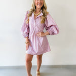 Stripe & Floral Print A-Line Dress