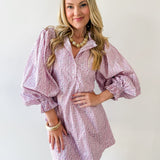 Stripe & Floral Print A-Line Dress