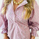 Stripe & Floral Print A-Line Dress
