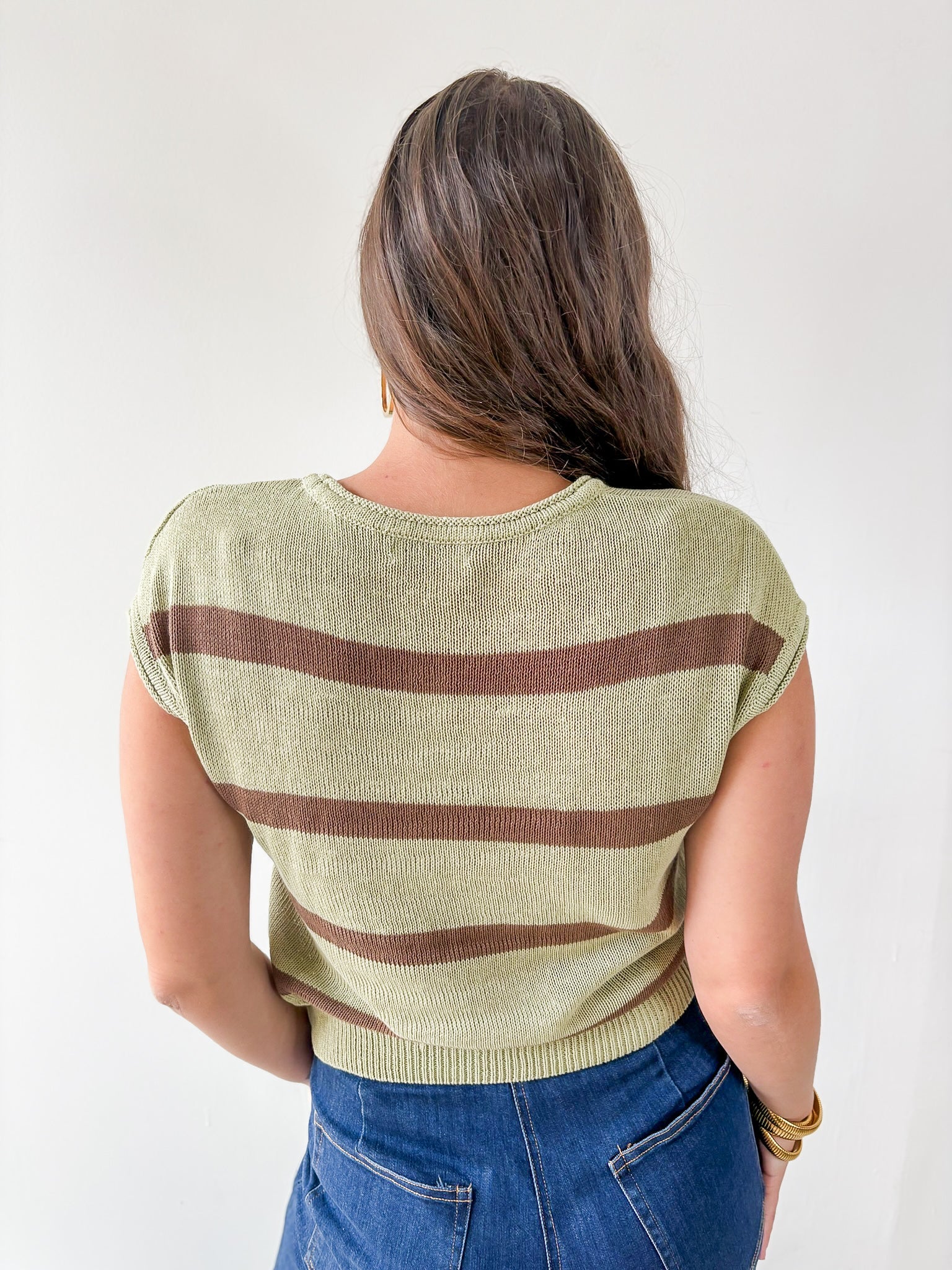 Stripe Front Seam Knit Top