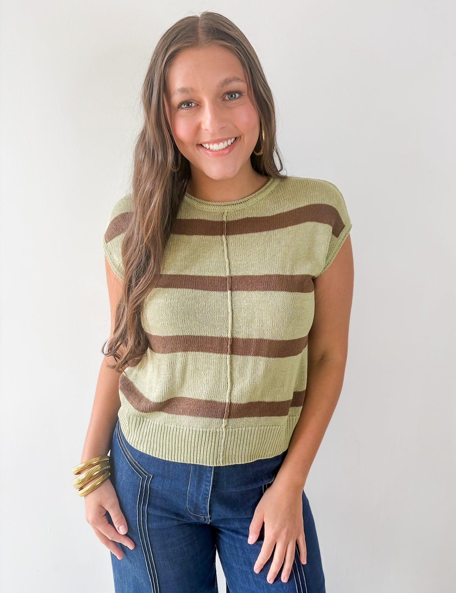 Stripe Front Seam Knit Top