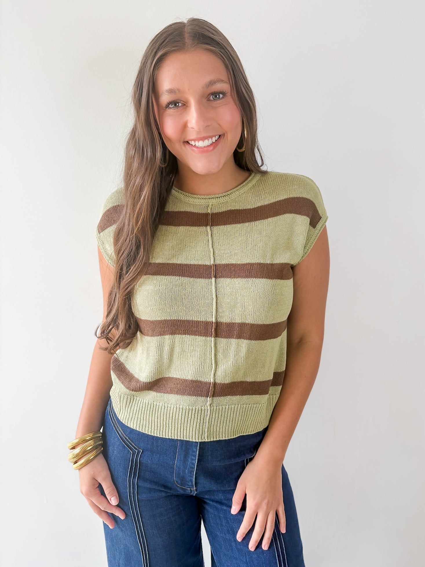 Stripe Front Seam Knit Top