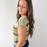 Stripe Front Seam Knit Top