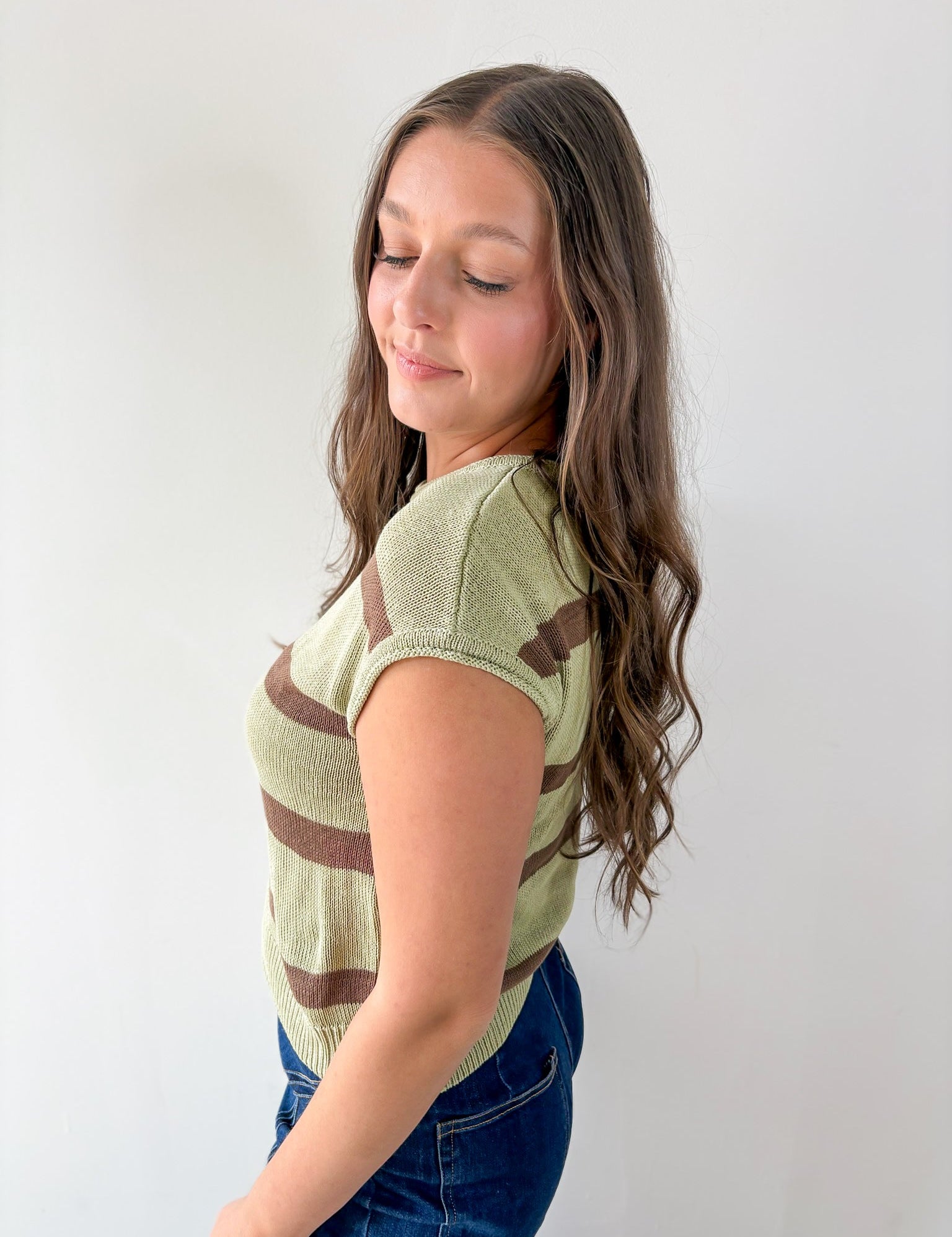Stripe Front Seam Knit Top
