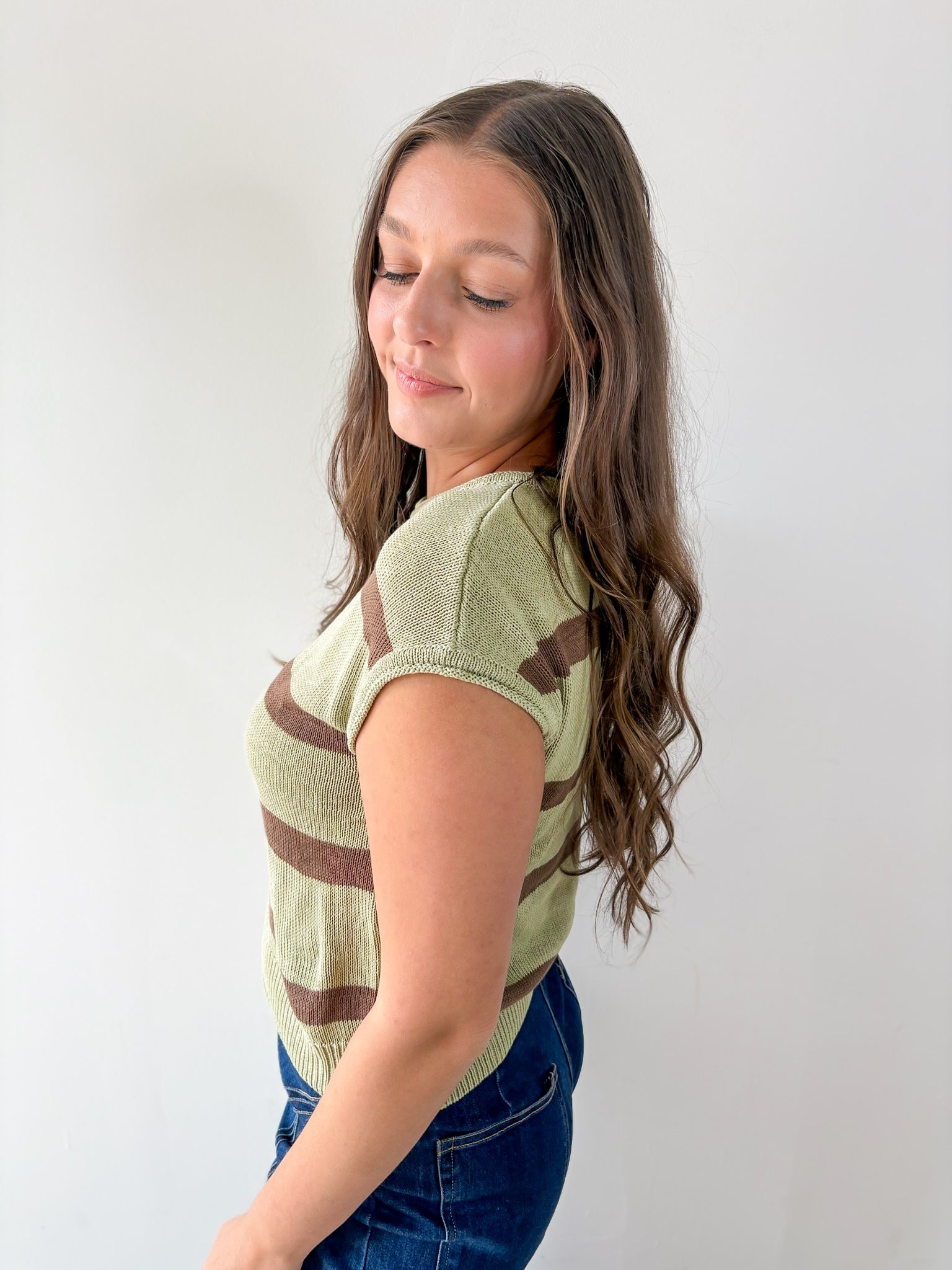 Stripe Front Seam Knit Top