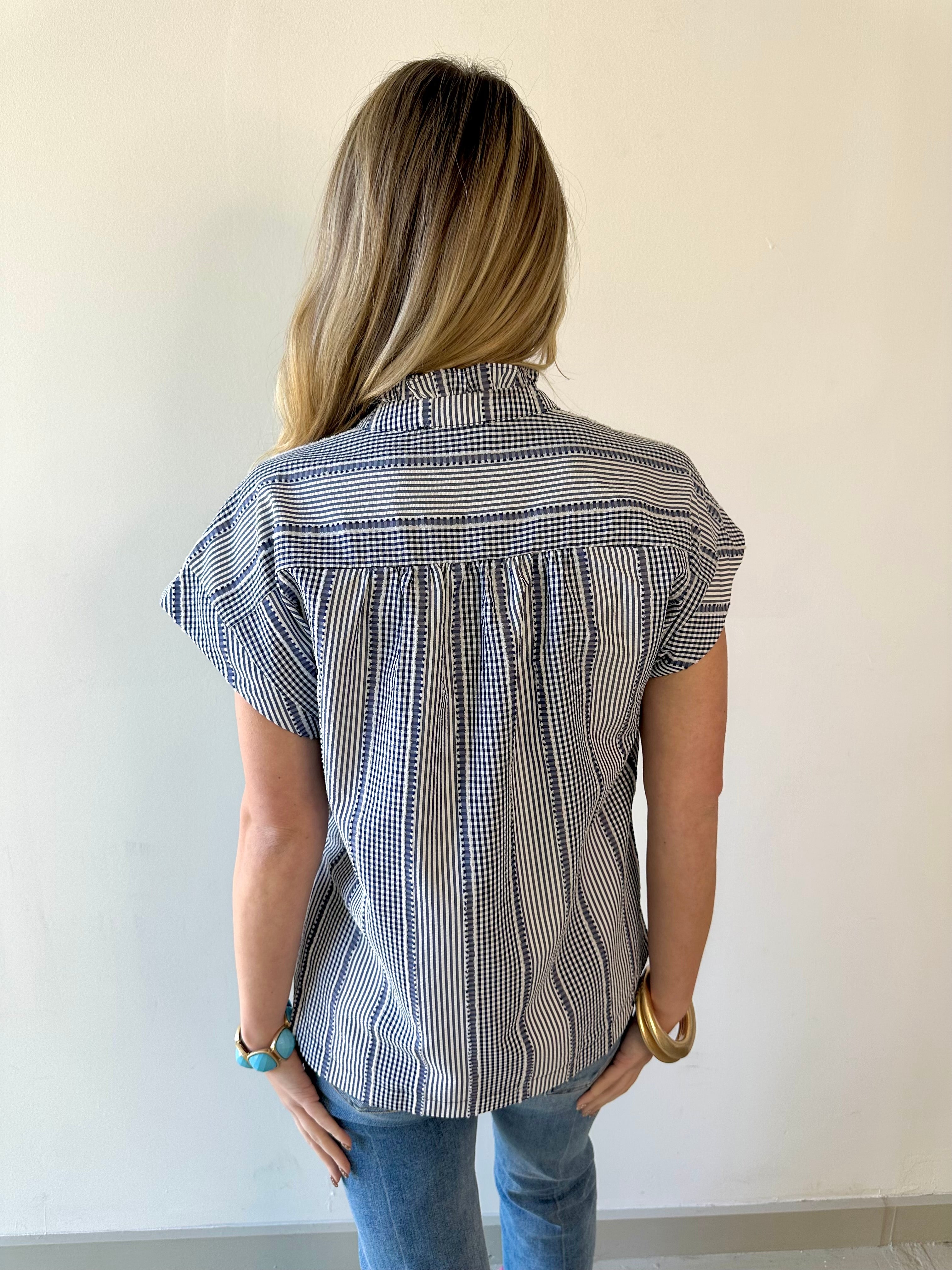 Stripe Gingham Ruffle Top
