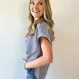 Stripe Gingham Ruffle Top